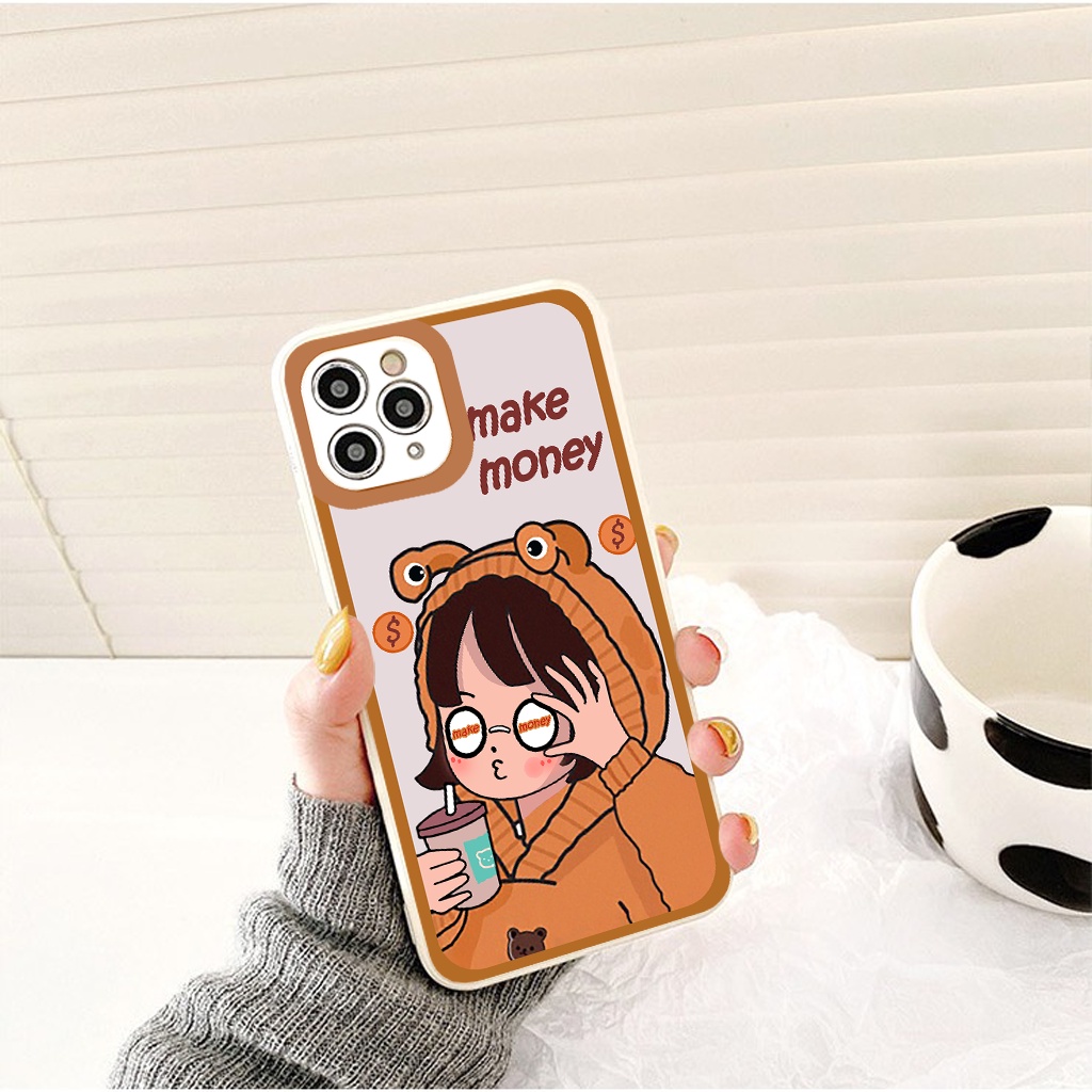 Ốp iphone - Ốp lưng iphone cạnh vuông viền camera lovely girl dành cho ip 6 đến 14promax - G28