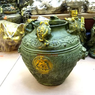 Hũ tiền thiềm thừ bằng đồng cao 19cm, Hũ chiêu tài bằng đồng, vật phẩm phong thủy