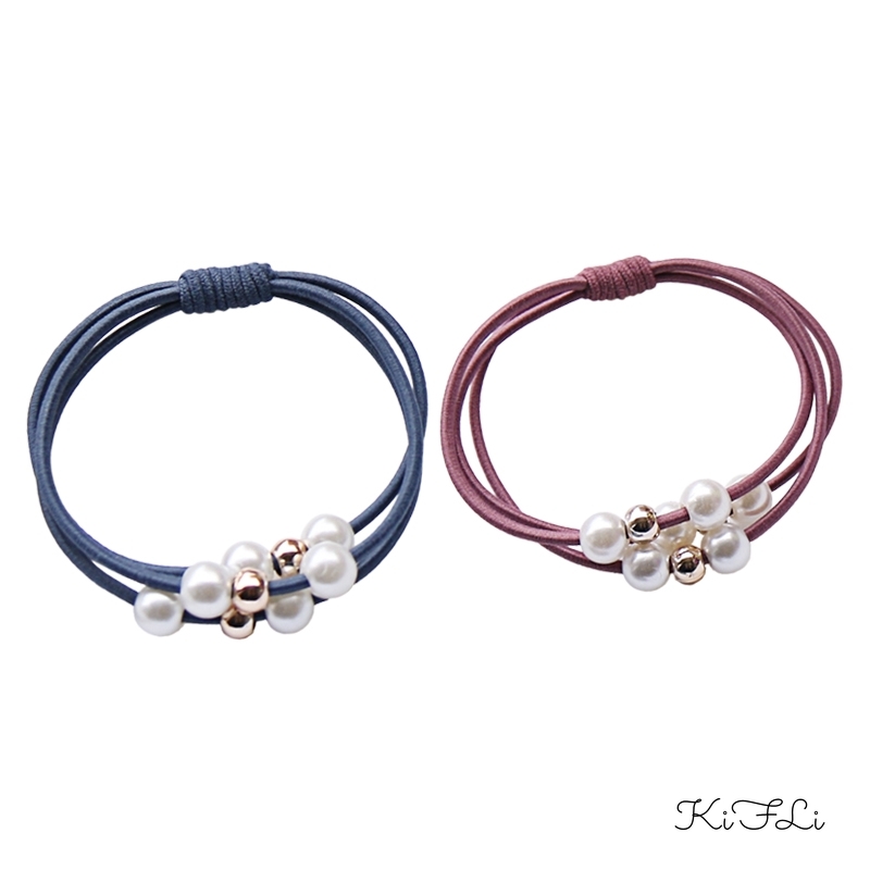 Dây buộc tóc co giãn đính ngọc trai giả xinh xắn