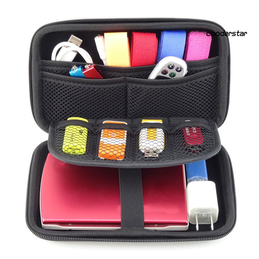 COOD-st Portable USB Flash Hard Disk Drive Data Cable Power Bank Carry Storage Case Bag