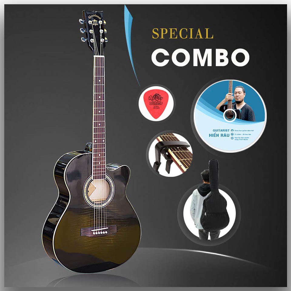 Đàn Guitar Acoustic Morrison G10CBK + Khoá học Guitar Hiển râu | Gỗ Thịt | Tặng kèm Full phụ kiện