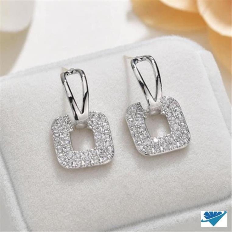 BÔNG NỮ MẶT ĐÁ VUÔNG TRÒN CỰC XINH BẠC TA
