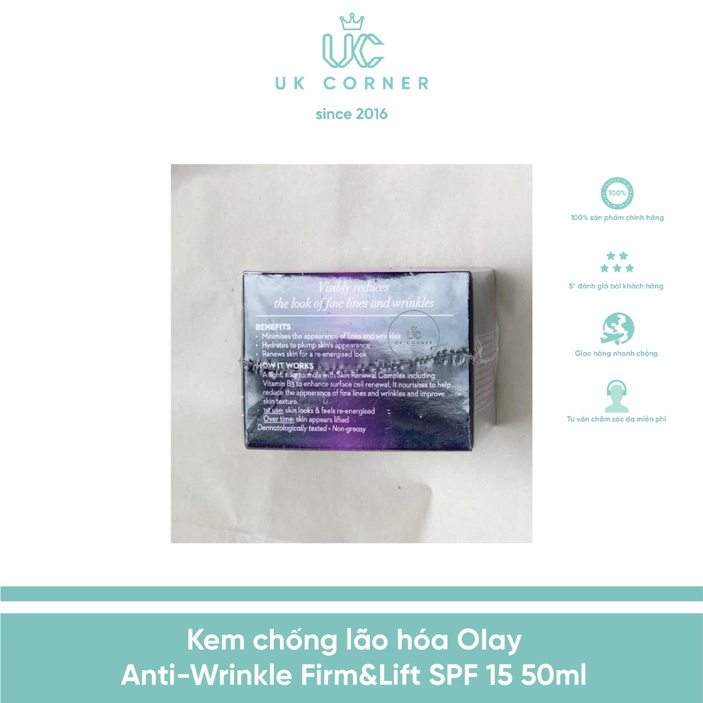 Bill UK Kem chống lão hóa Olay 0Iay Anti-Wrinkle Firm and Lift 50mL