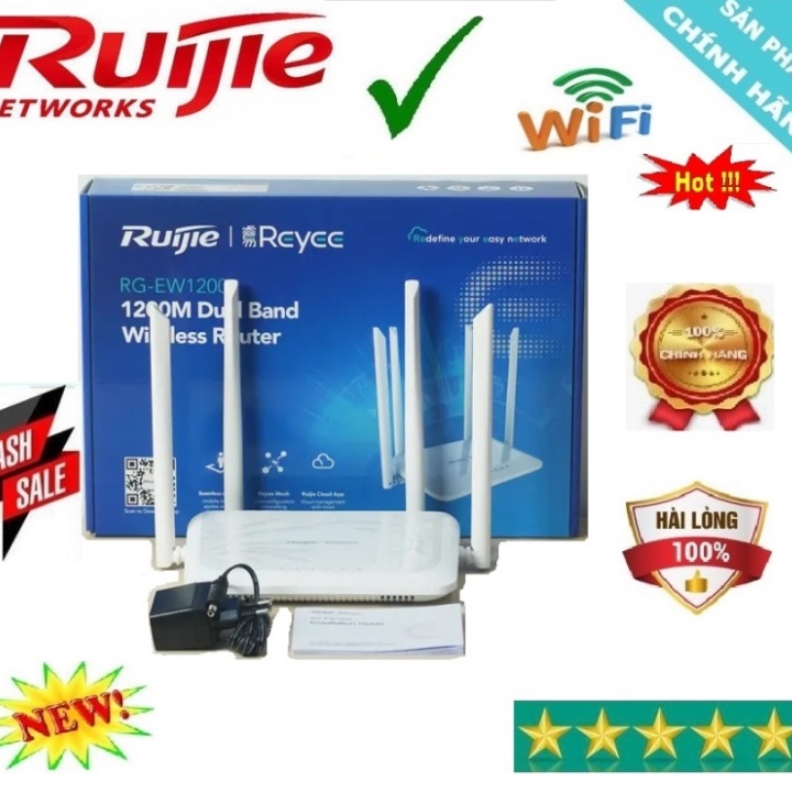 Cục Phát Wifi 4 Râu - Bộ Phát Wifi Router Mesh Juijie RG-EW1200 Chế Độ Reapeater, Router, Mesh - Bảo Hành 12 Tháng