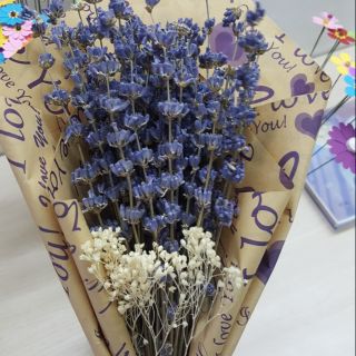 Quà 20/10 sinh nhật, quà tỏ tình, valentine trắng_ combo bó hoa lavender và lọ ước