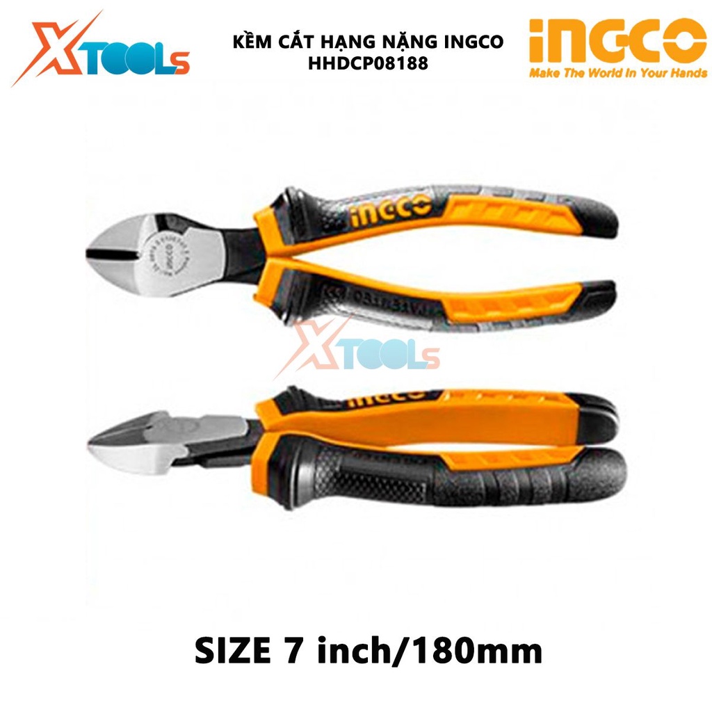 Kềm cắt hạng nặng Ingco HHDCP08188 | Kềm cắt thép Kích thước 7 inch/180mm Đầu kềm được đánh bóng và chống gỉ, dùng để cắ