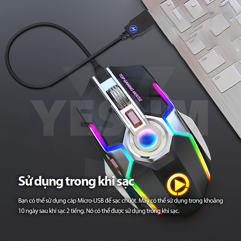 【Muộn nhất】chuột không dây Chuột streamer đầy màu sắc RGB chuột chơi game câm chuột