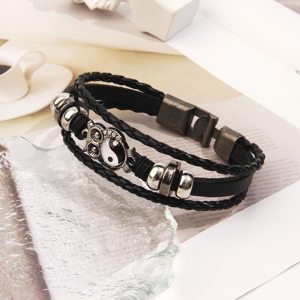 Vòng Tay Da Đính Hạt Phong Cách Âm Dương