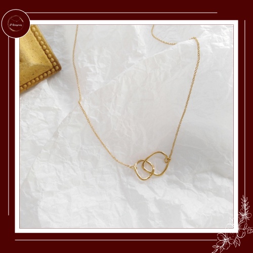 Vòng cổ nữ mặt 2 vòng tròn cặp đôi thanh lịch phong cách vintage Hàn Quốc VC07