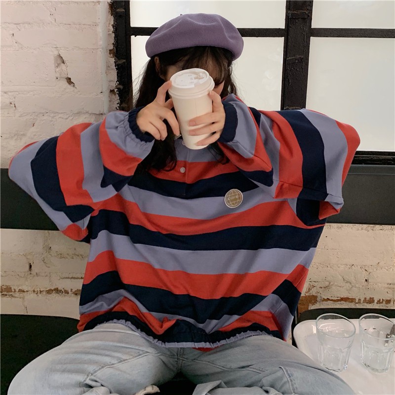 Đầm nữ dài tay cổ bẻ form rộng thời trang Hàn | BigBuy360 - bigbuy360.vn