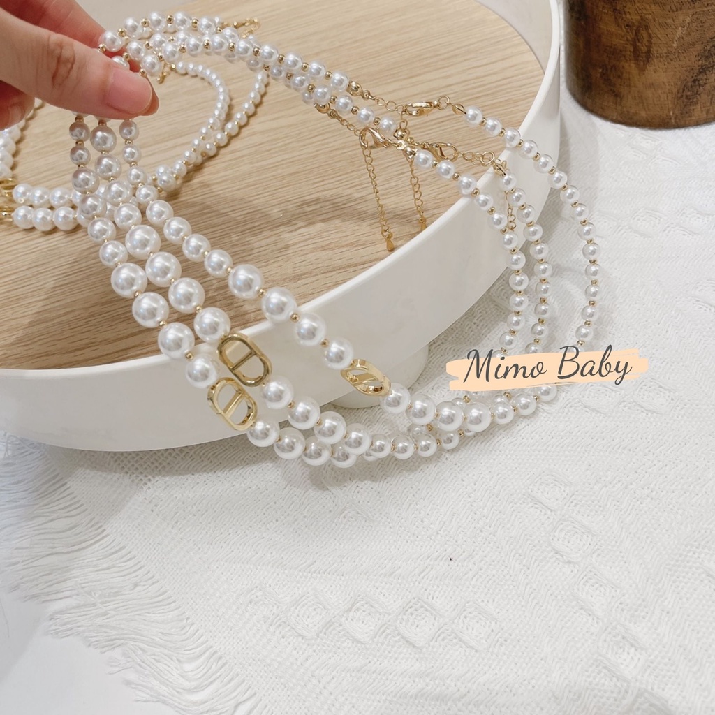 Vòng cổ chocker ngọc trai nhân tạo chữ CD cao cấp cho nữ, cho bé Mimo baby KT16