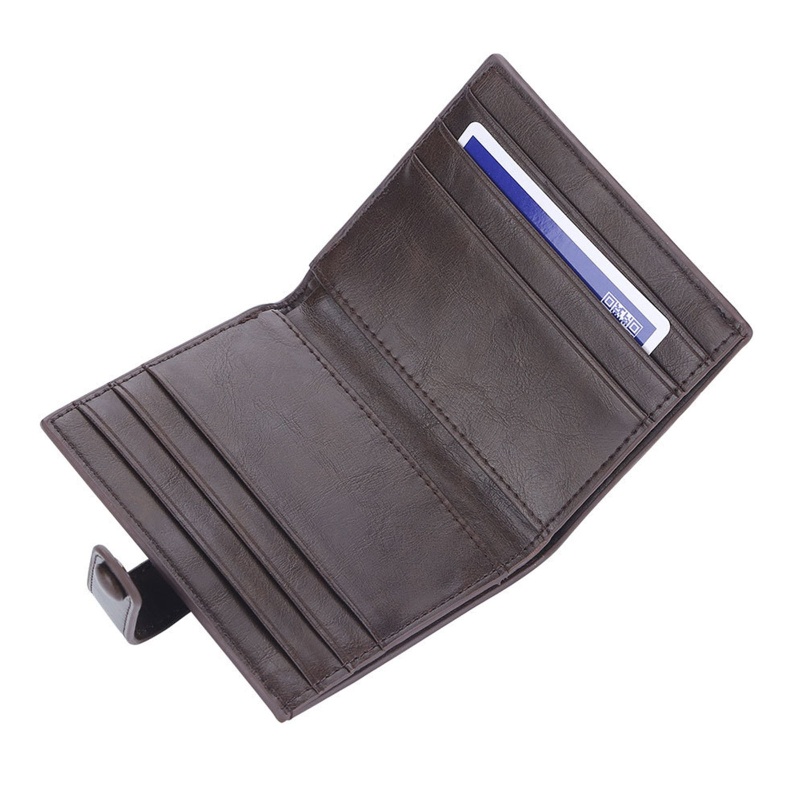 Ví Da PU Dáng Ngắn Gập Đôi Phong Cách Vintage Cho Nam