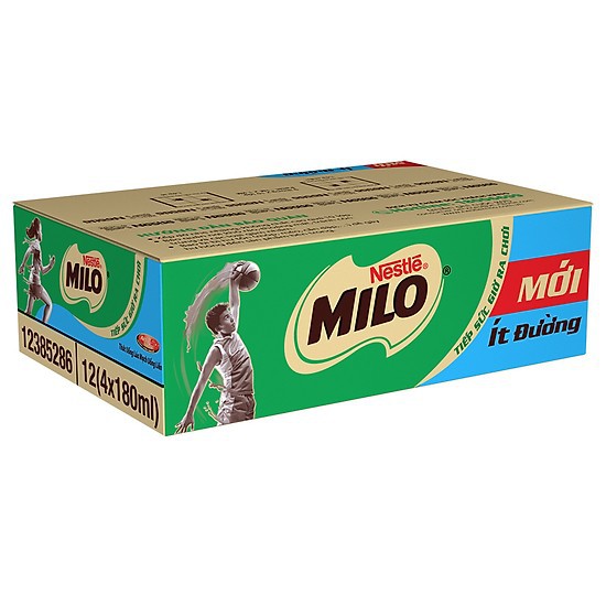 Thùng 48 Hộp Sữa Nestlé MILO Nước có đường và ít đường (180ml / Hộp)