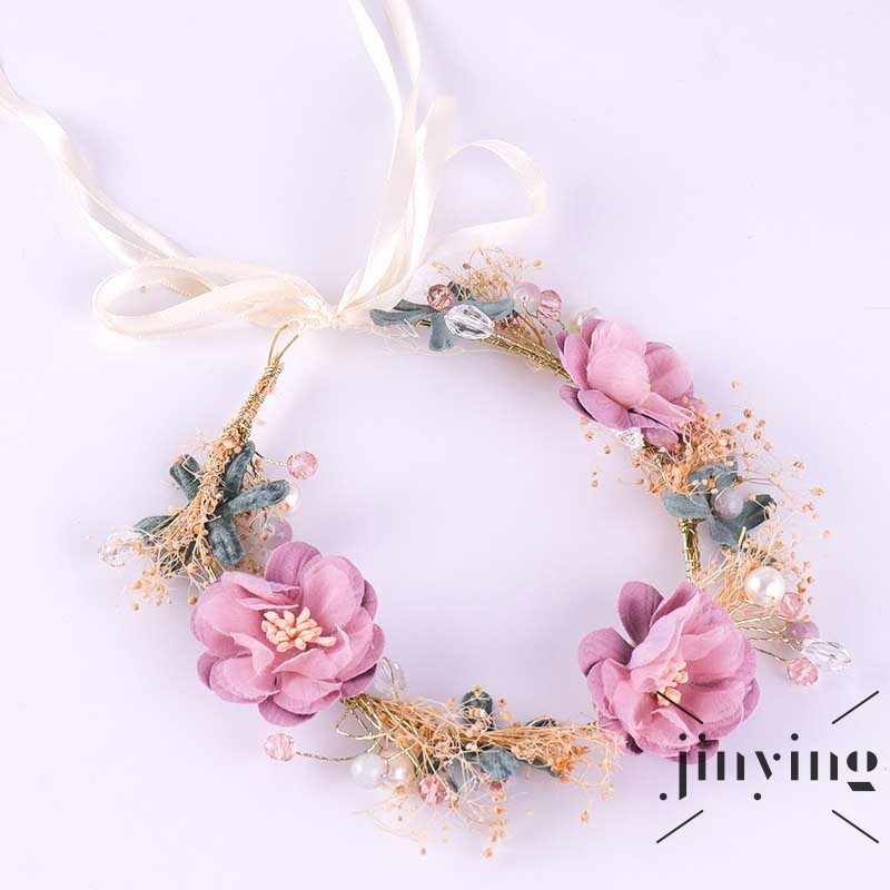GETNOIVAS Cài tóc phối hoa xinh xắn phong cách Bohemian cho cô dâu