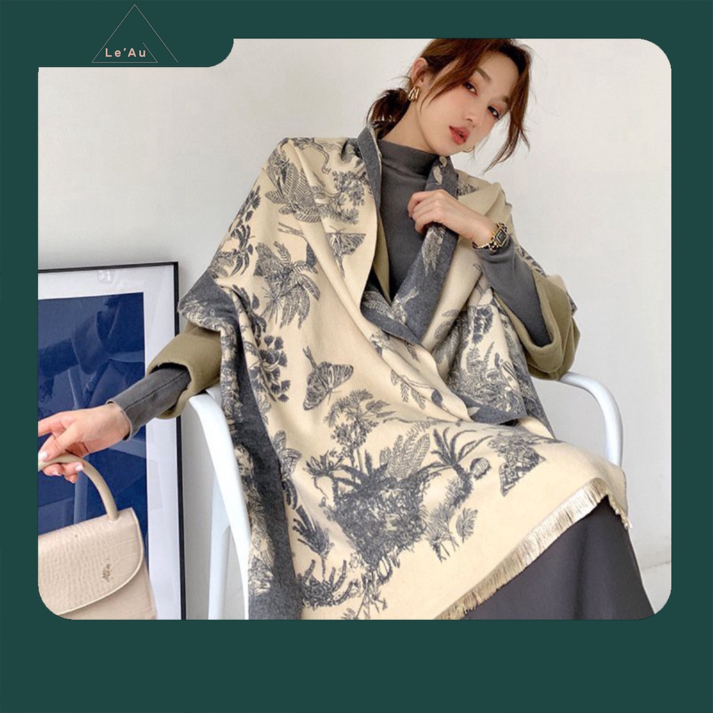 Khăn Choàng Cổ Nữ Khăn Quàng Cổ Len Dệt Tay Hoạ Tiết Cổ Đại Leau K10