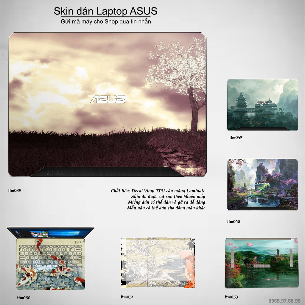 Skin dán Laptop Asus in hình Tranh thủy mặc nhiều mẫu 2 (inbox mã máy cho Shop)