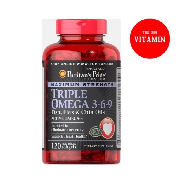 Omega 369 đẹp da, tăng cường hệ miễn dịch  Premium Maximum Strength Triple Omega 120 viên