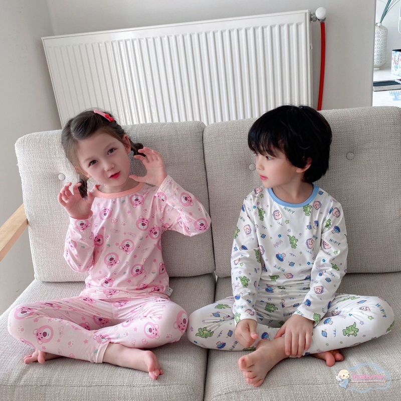 Bộ Đồ Ngủ Chất Liệu Cotton Thoáng Khí Thời Trang Xuân Thu Cho Bé