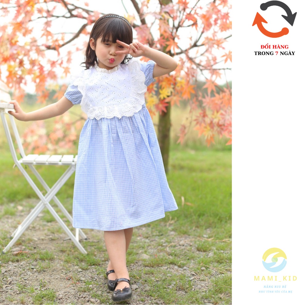 váy bé gái chất liệu đũi kẻ siêu mát, 10-25kg, mamikid