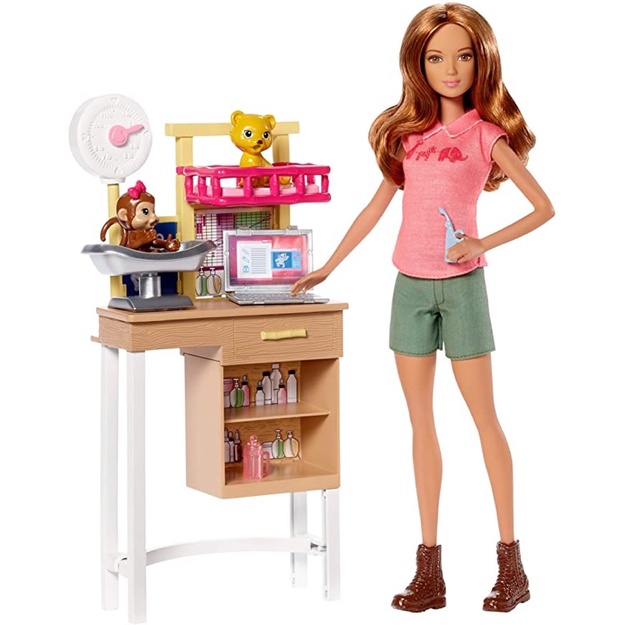 Set đồ chơi búp bê Barbie Mattel nấu ăn đầu bếp bộ làm bánh ngọt pizza đất sét nhà búp bê hồ bơi chính hãng