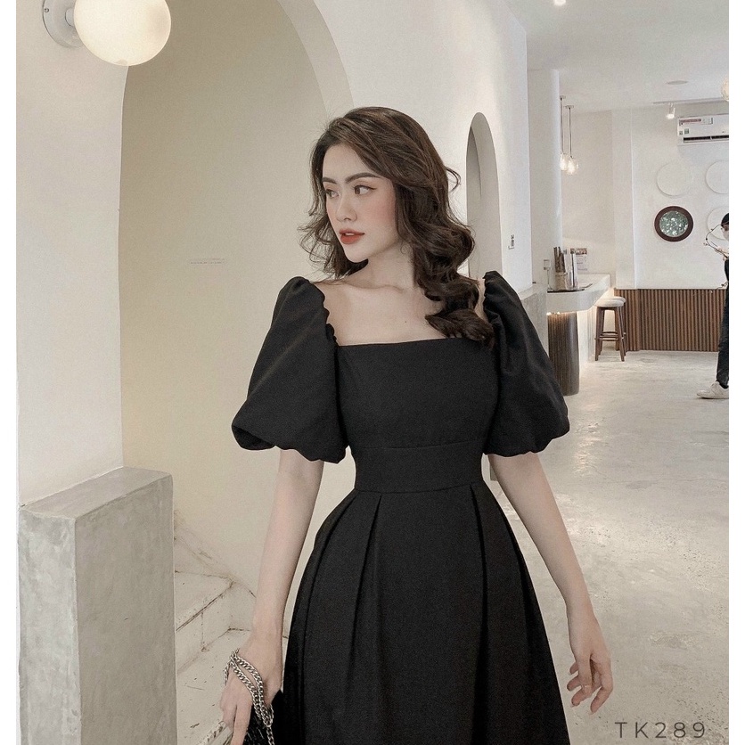 Đầm Dự Tiệc Tay Phồng Minh Phúc,Váy Thiết Kế Cổ Vuông Chất Liệu Cotton Cao Cấp Full 2 Lớp Tiểu Thư Dạo Phố Sang Chảnh