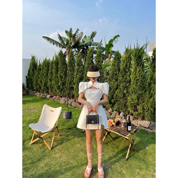 Set đầm đi tiệc Hana (có bigsize ) hai dây phối khoác sơmi cutout ❤️