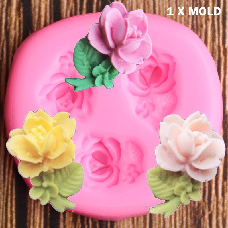 Khuôn Silicone Làm Bánh Tạo Hình Hoa Hồng Độc Đáo Tiện Dụng