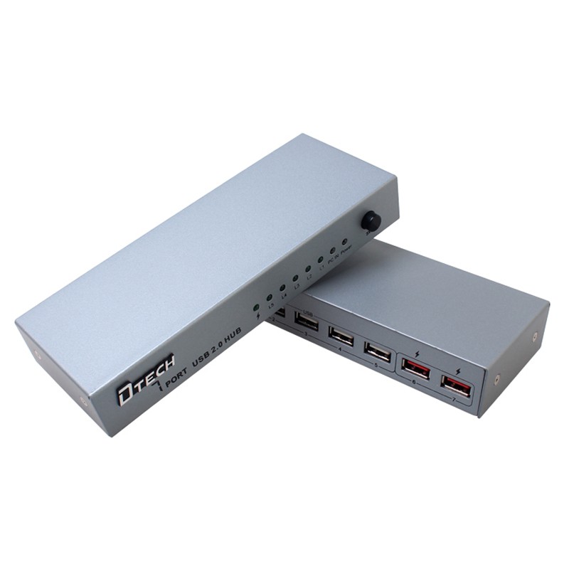 Hub USB bộ chia cổng USB 2.0 từ 1 ra 7 cổng DTECH DT 3207 có nguồn rời