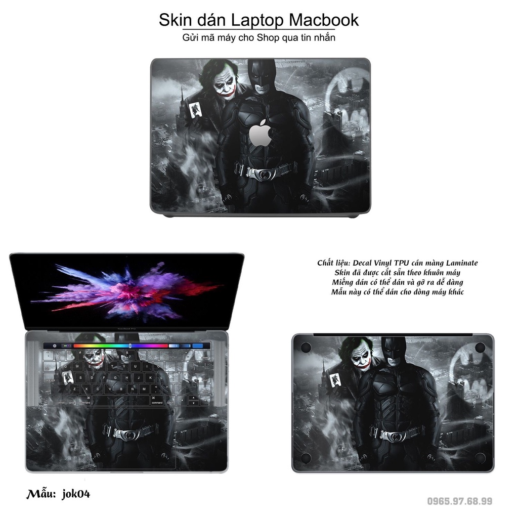 Skin dán Macbook mẫu Joker (đã cắt sẵn, inbox mã máy cho shop)