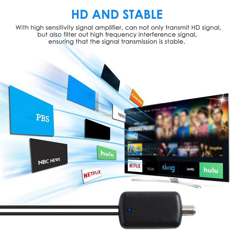 Ăng Ten TV Trong Nhà 25Db HD Tầm 1500 Dặm 4K 1080P Và Phụ Kiện
