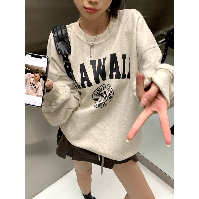 Áo Thun Nữ Dài Tay Cổ Tròn In Hình Mới