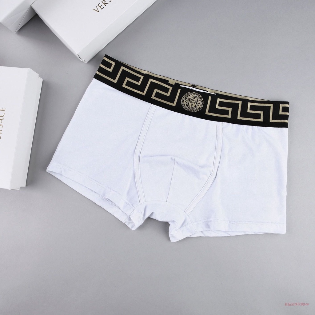 Versace Nam Võ Sĩ Quần Lót Cotton Thoáng Khí Boxer Quần Lót Chắc Chắn Thoải Mái Seluar Dalam Lelaki