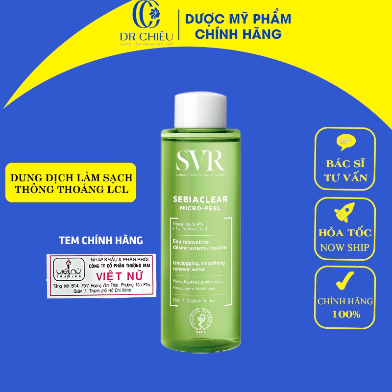 Toner SVR - Nước cân bằng da tẩy da chết giảm mụn SVR Sebiaclear Micro Peel [ CÔNG TY ] 150ml