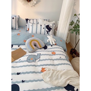 Bộ chăn ga gối cotton poly mẫu cá heo