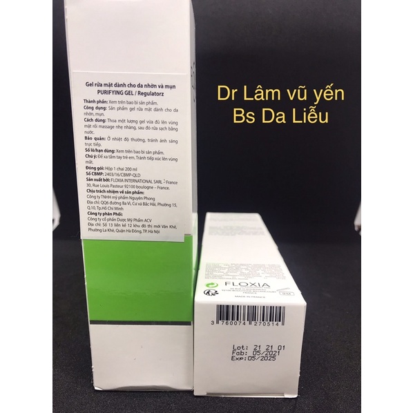 Gel rửa mặt Floxia Paris Purifying Gel Aha da mụn ngăn mụn kiềm dầu 200ml - Dr.Lâm Vũ Yến