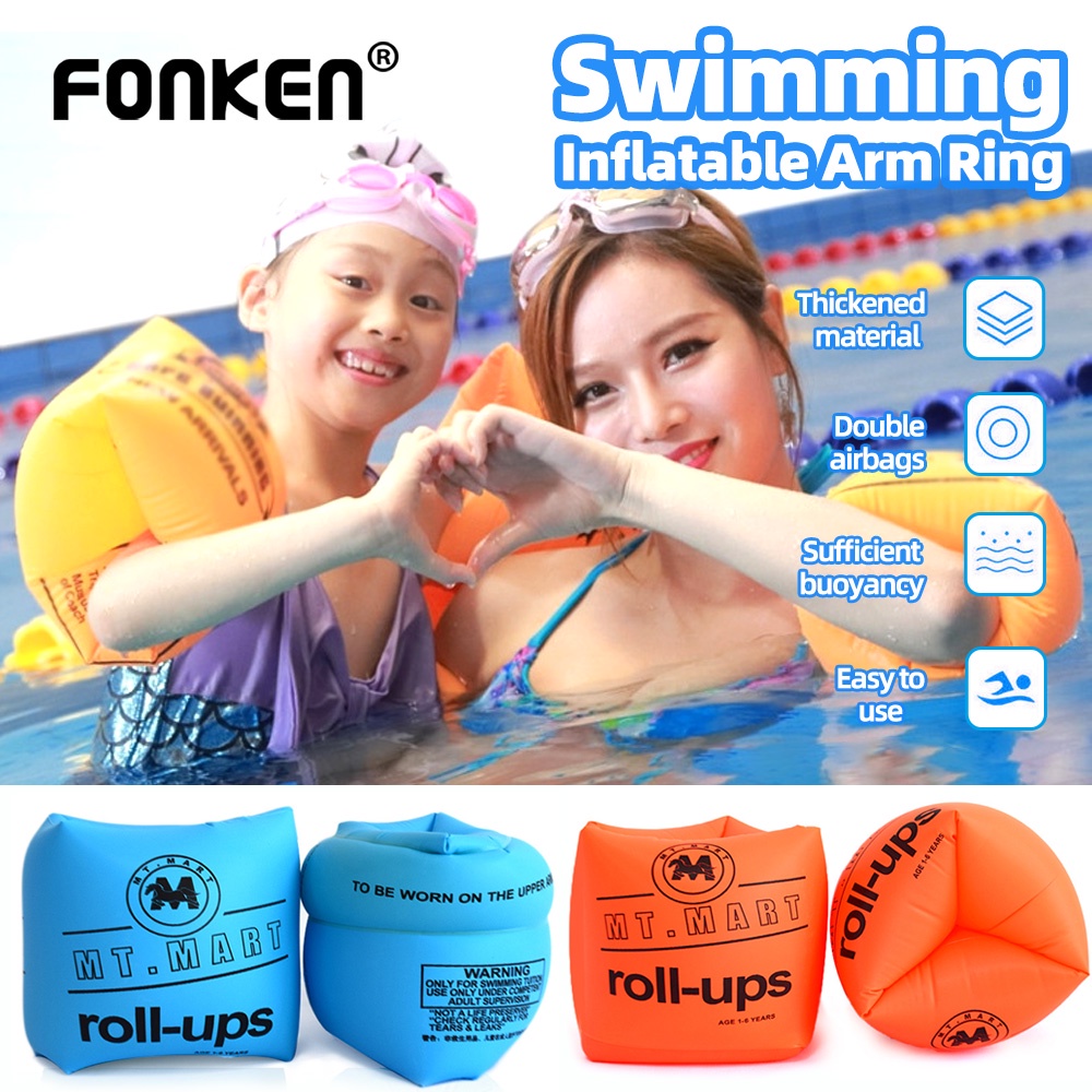 Bộ 2 phao bơi đeo cánh tay FONKEN bằng PVC dày dặn tiện dụng cho người lớn và trẻ em