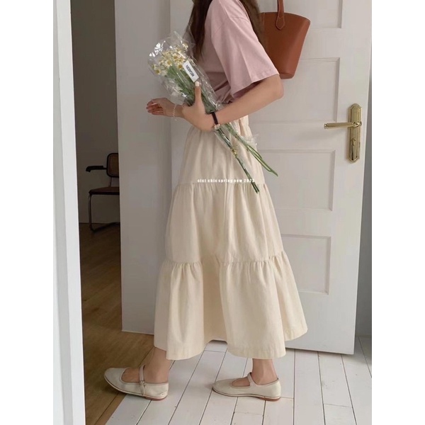 Chân Váy Dài Demin Lưng chun From Xoè Style