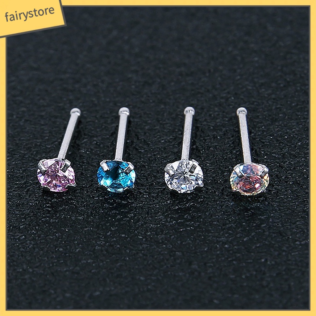 Set 3 Khuyên Mũi Bằng Thép Không Gỉ Đính Đá Thời Trang