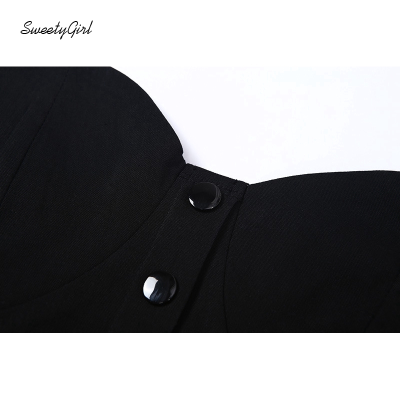 Áo ống cắt thấp màu trơn cài nút áo trước ngực quyến rũ dễ phối đồ dành cho phái nữ | BigBuy360 - bigbuy360.vn