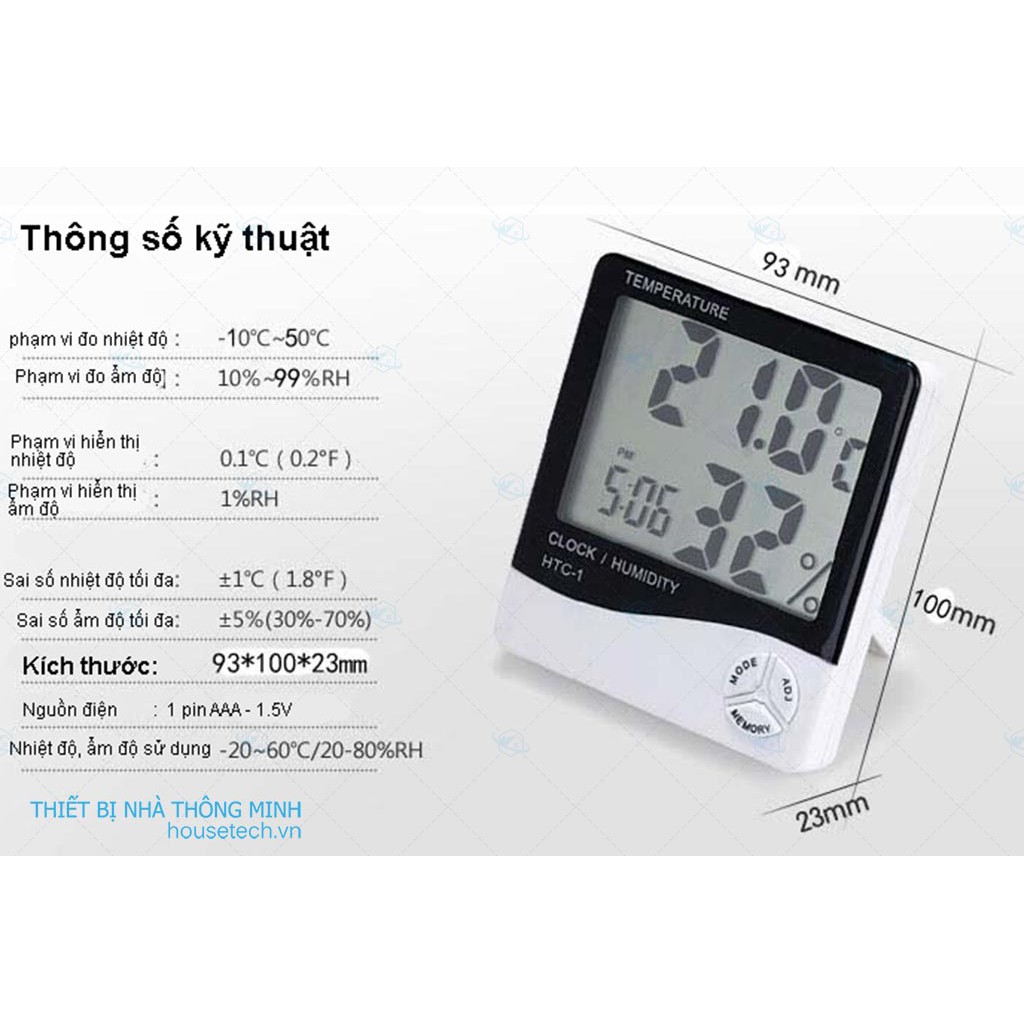 Đồng hồ nhiệt kế ẩm kế HTC-1