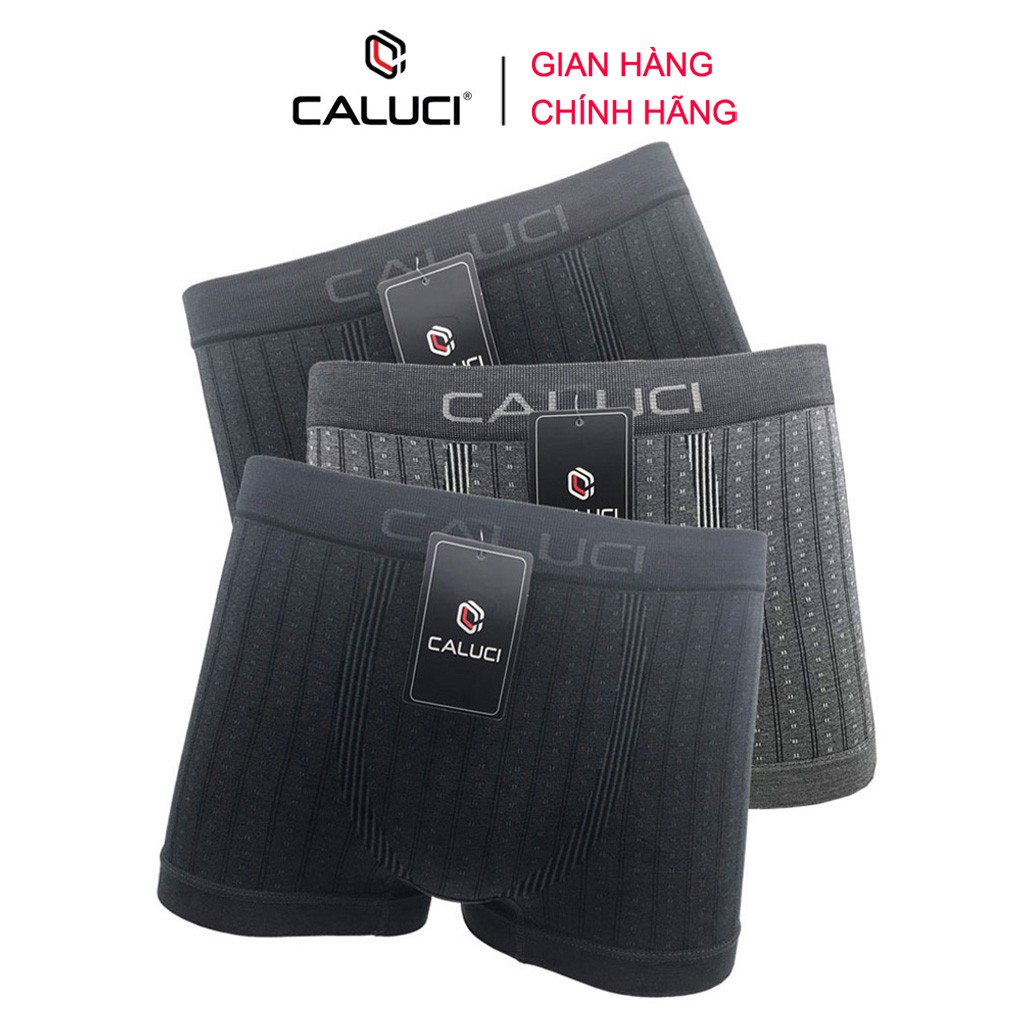 Set 3 quần lót nam Boxer CALUCI CA02, dáng đùi năng động, vải Cotton mềm mại, co giãn 4 chiều
