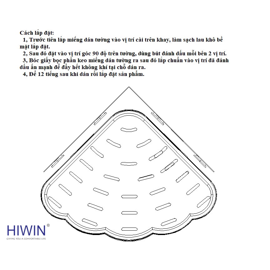 Kệ góc nhà tắm dán tường, kệ để đồ nhà tắm đa năng chất liệu nhựa ABS HIWIN