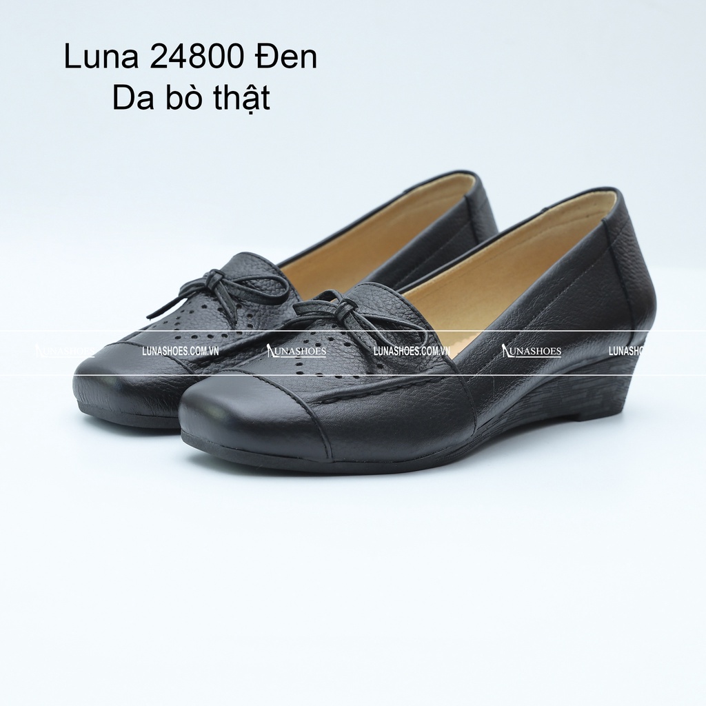 Giày trung niên nữ da bò Lunashoes 24800 giầy đế xuồng nữ 3p bảo hành 2 năm bong nổ sẵn hàng