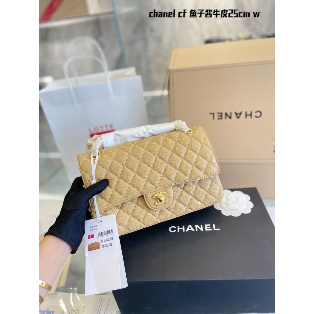 Túi xách nữ da thật Channel vân hạt, màu sắc nhã nhặn, thanh lịch