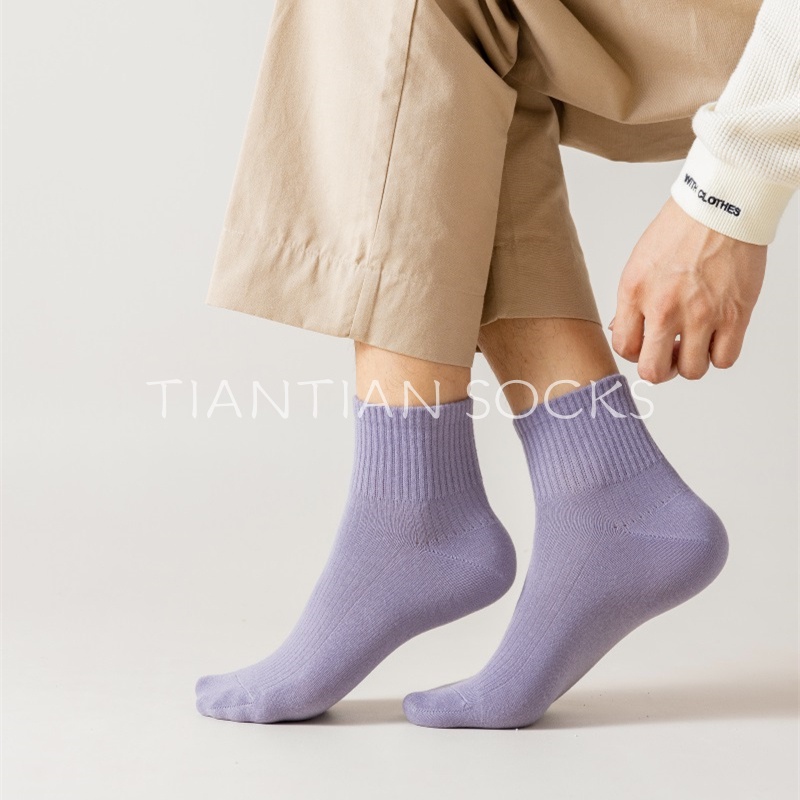 TIAN TIAN T238 Vớ Thể Thao Cotton Trơn Màu Thấm Hút Mồ Hôi Thời Trang Xuân Thu Dành Cho Nam Và Nữ