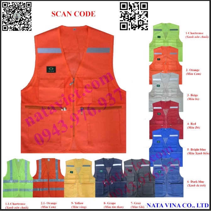 áo ghi lê phản quang hàn quốc - màu cam