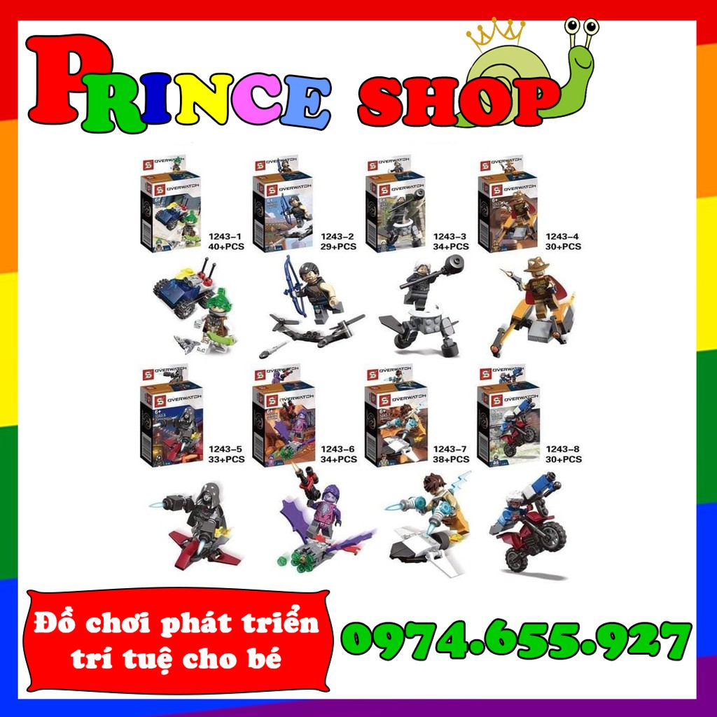 Bộ sản phẩm xếp hình 8 minifigures nhân vật overwatch SY1243