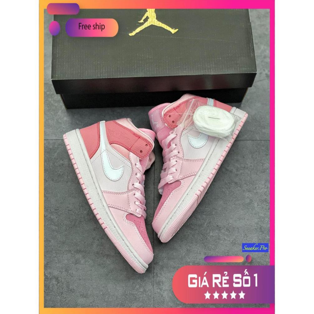 Giày thể thao Air Jordan 1 Mid Digital Pink  cổ cao siêu đẹp dành cho nữ