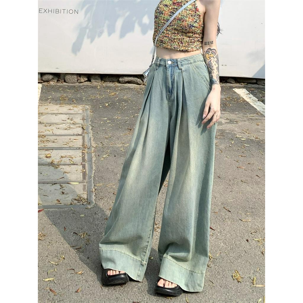 Quần Jean Ống Rộng Lưng Cao Theo Phong Cách Retro 63793