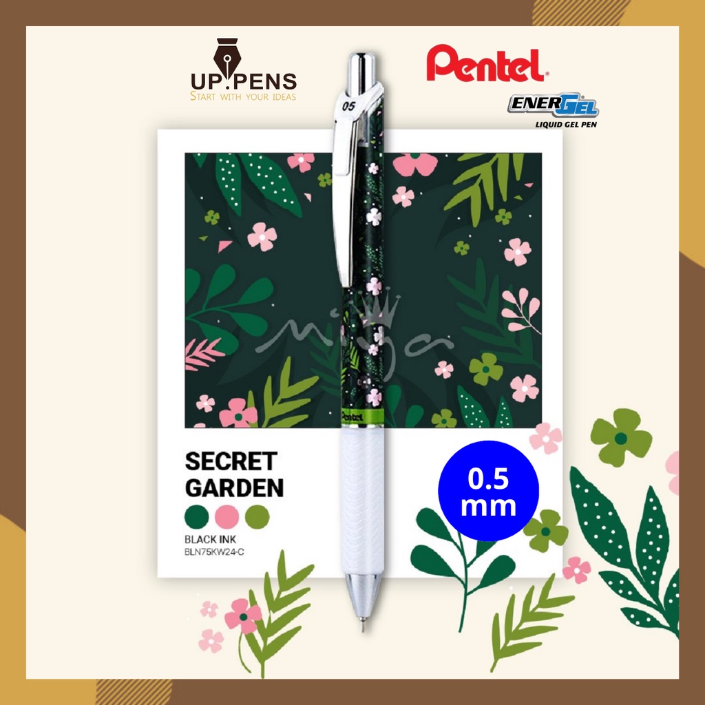 Bút gel Pentel Energel Roller BLN75KW - Kawaii Secret Garden - Needle tip 0.5mm - Màu xanh dương (Blue)